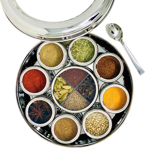 spices box steel|indian spice box with spices.